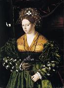 BARTOLOMEO VENETO Portrait of a Lady in a Green Dress oil painting on canvas